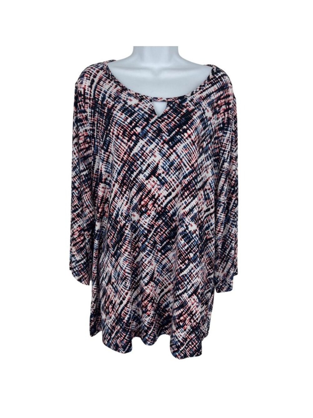 CJ Banks Printed Keyhole Neckline Long Sleeves Tunic Women's Size 1X